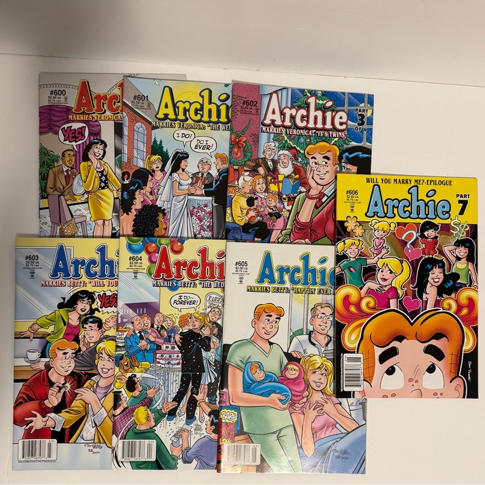 Archie Comics “Will You Marry Me” Collection, #600-606, 7 Mint Condition Books